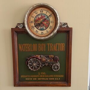 Vintage Style Waterloo Boy Tractor Wall Plaque in Green and Brown